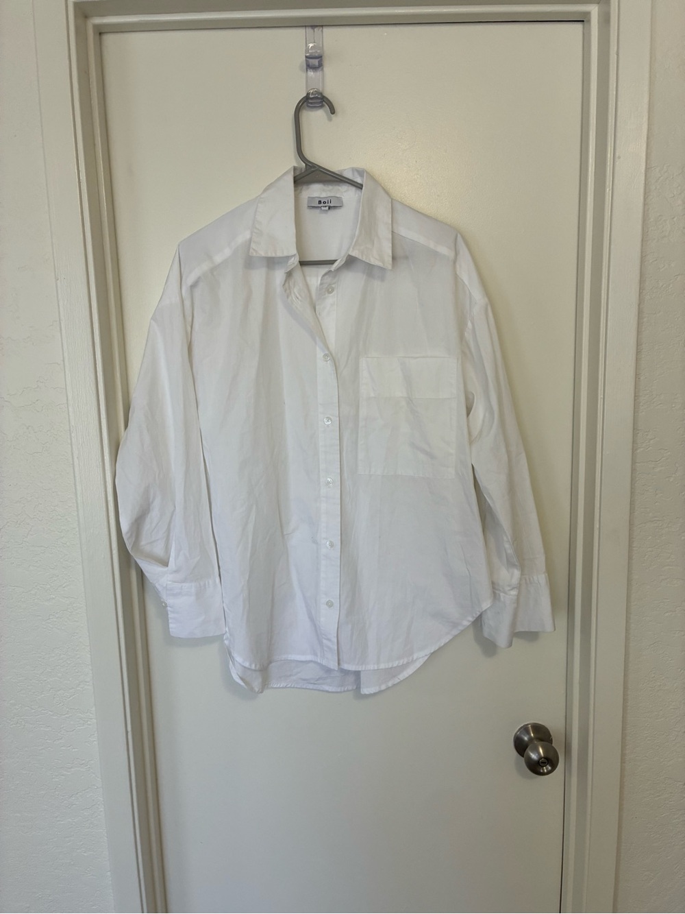 Boli Women’s White Cotton Boyfriend Shirt Oversized Size XS Button Down Shirt